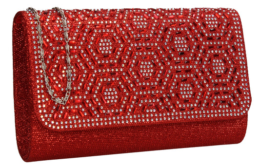 SWANKYSWANS Sophie Diamante Clutch Bag Red Cute Cheap Clutch Bag For Weddings School and Work