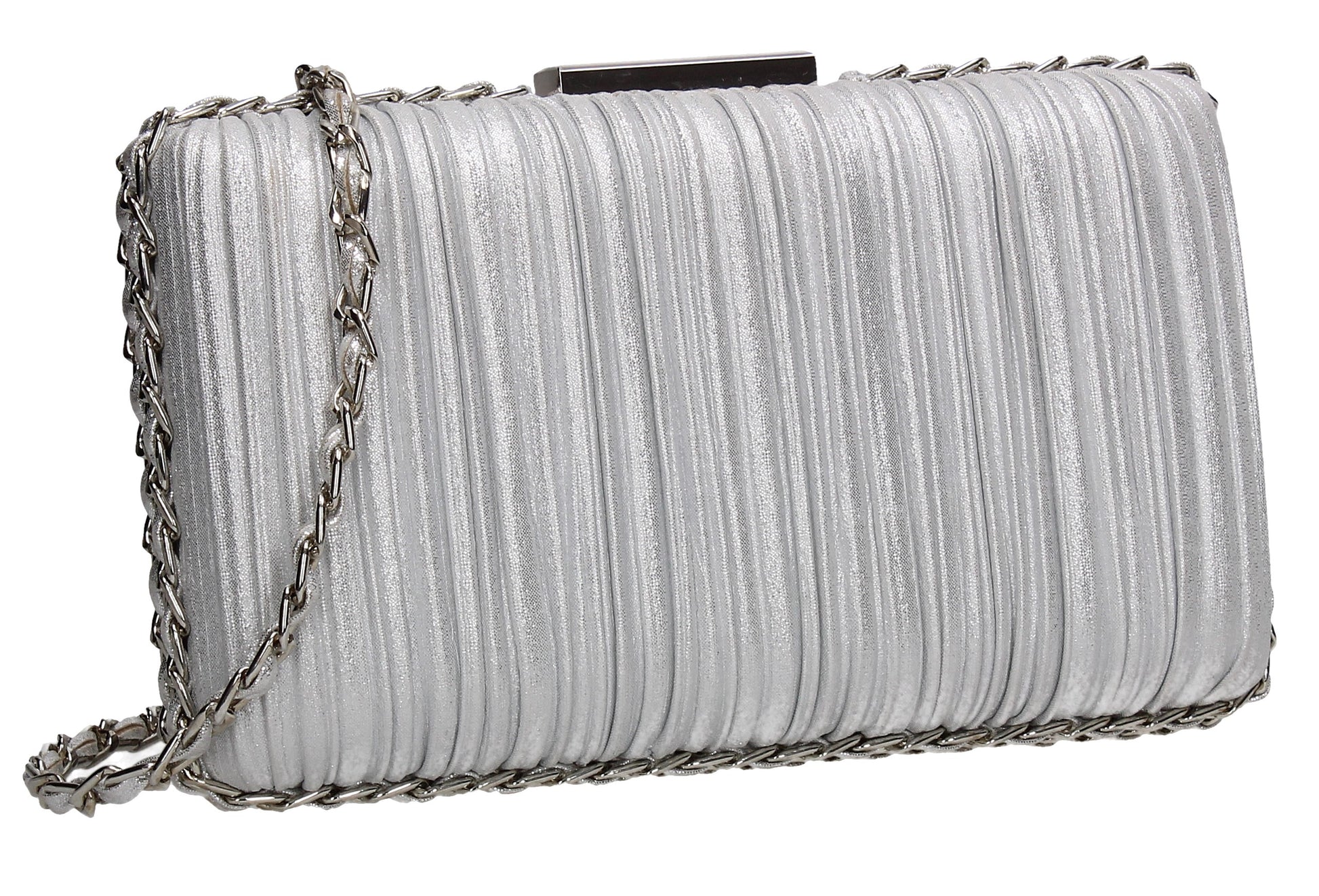 SWANKYSWANS Lacey Chain Clutch Bag Silver Cute Cheap Clutch Bag For Weddings School and Work