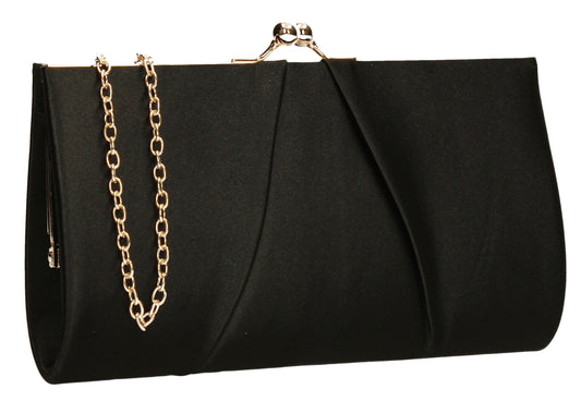 SWANKYSWANS Katy Satin Clutch Bag Black Cute Cheap Clutch Bag For Weddings School and Work