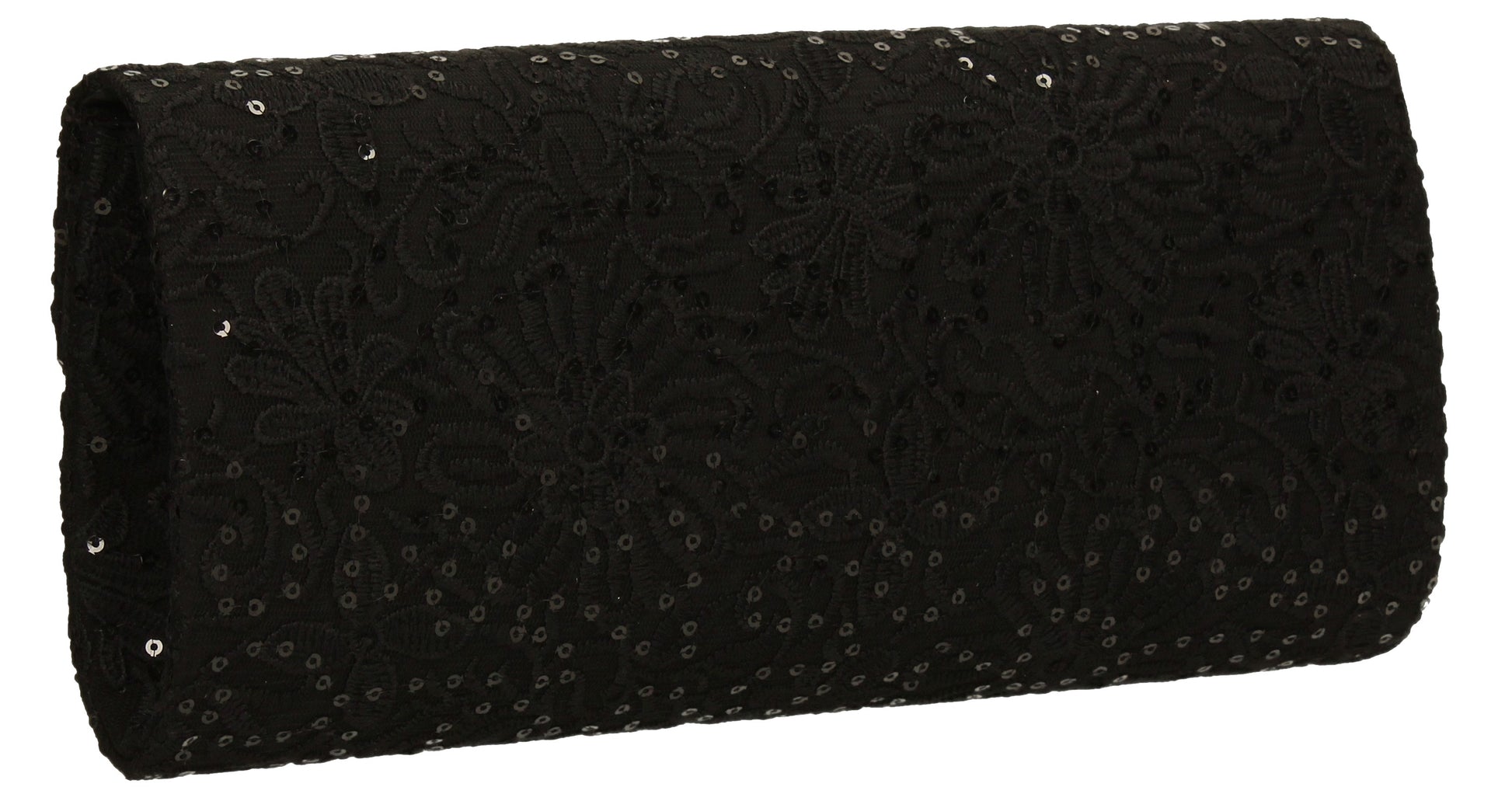 SWANKYSWANS Julia Lace Sequin Clutch Bag Black Cute Cheap Clutch Bag For Weddings School and Work
