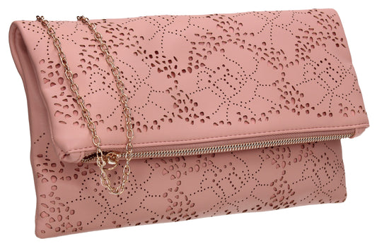 SWANKYSWANS Lena Clutch Bag Pink Beige Cute Cheap Clutch Bag For Weddings School and Work