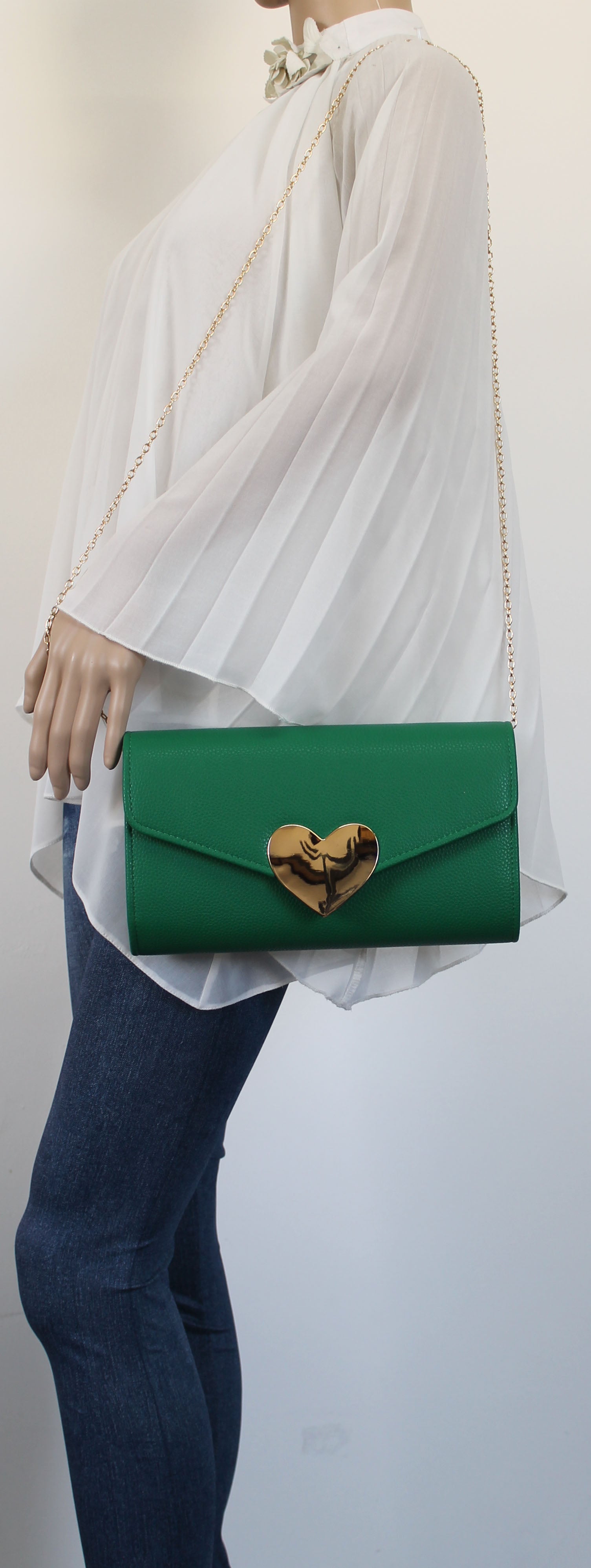 SWANKYSWANS Corrie Heart Clutch Bag Green Cute Cheap Clutch Bag For Weddings School and Work
