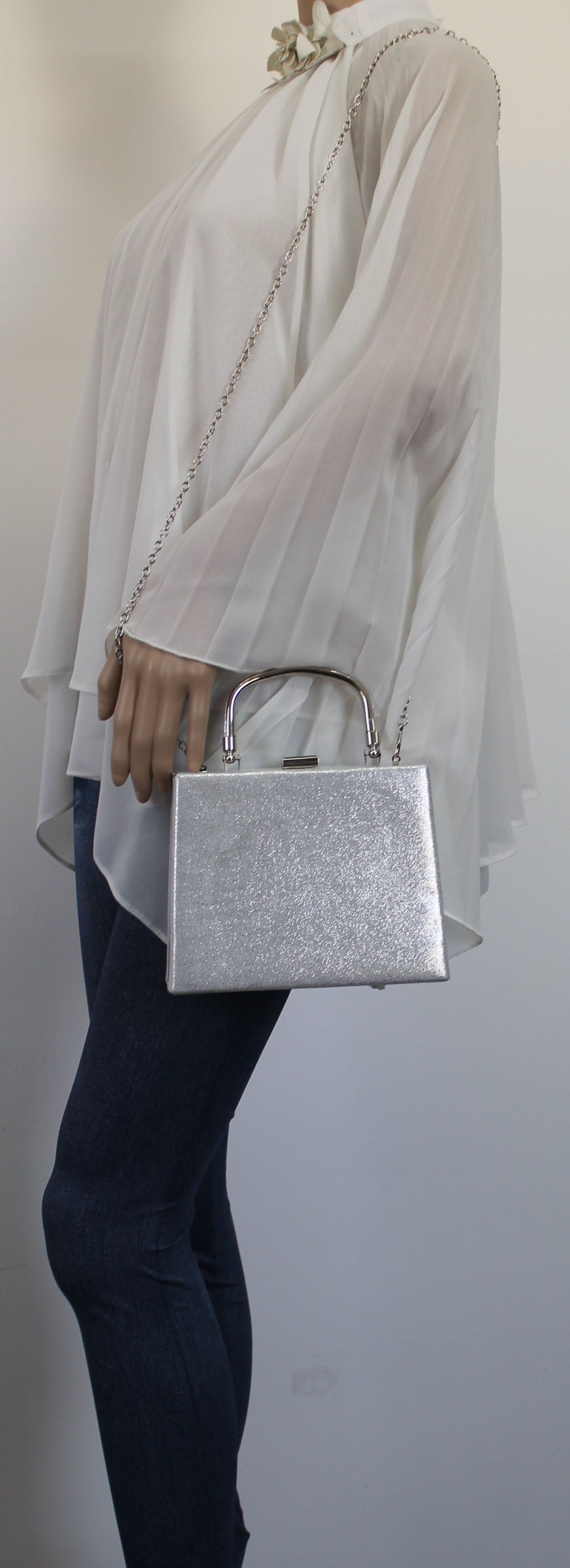 SWANKYSWANS Roma Shiny Clutch Bag Silver Cute Cheap Clutch Bag For Weddings School and Work