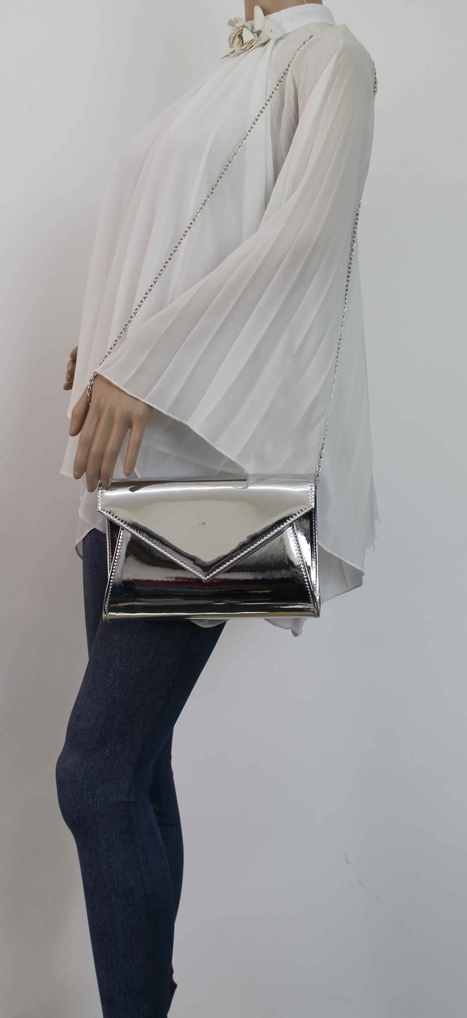 SWANKYSWANS Lenny Shiny Clutch Bag Silver Cute Cheap Clutch Bag For Weddings School and Work
