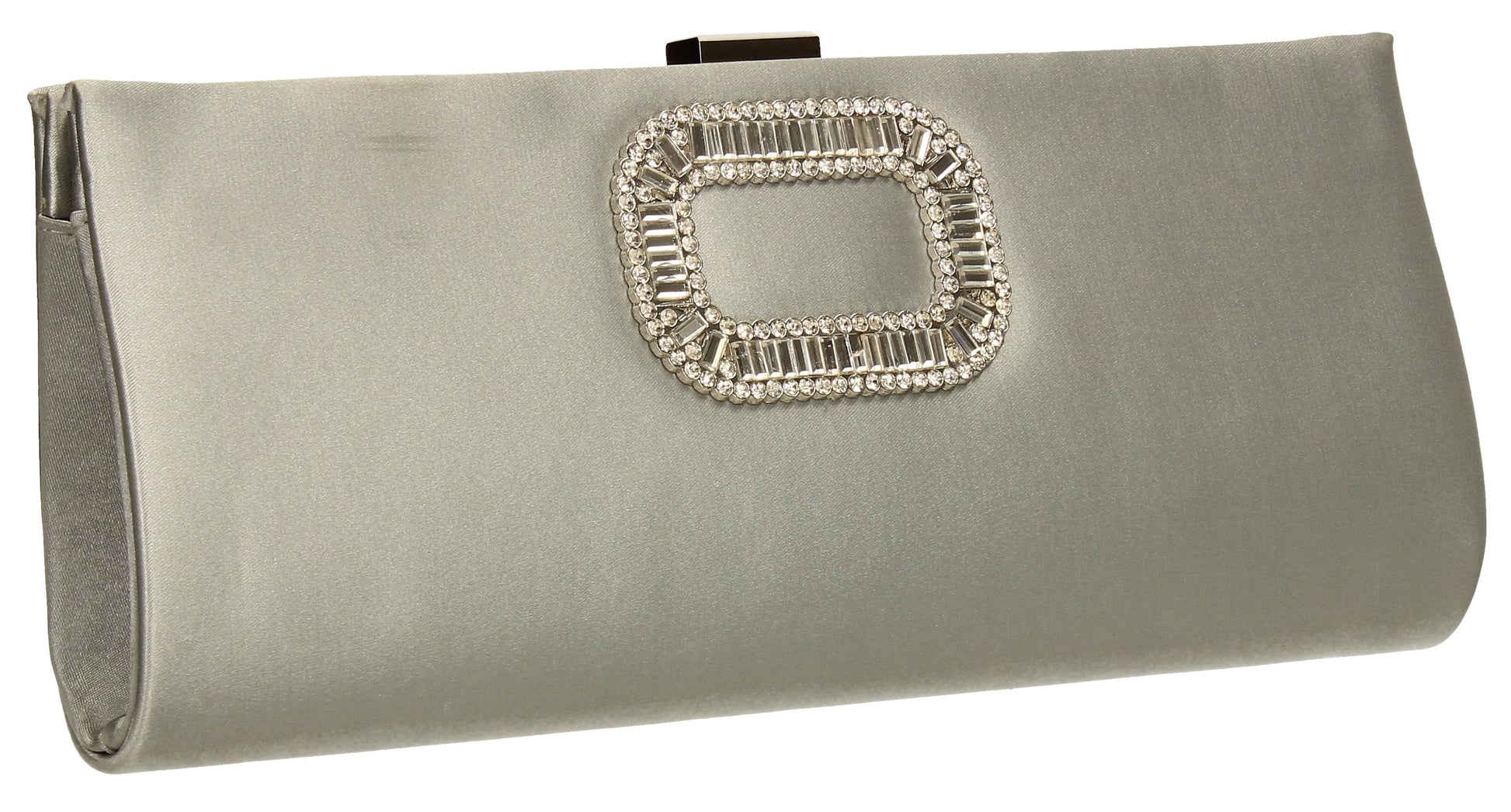 SWANKYSWANS Kerr Satin Clutch Bag Silver Cute Cheap Clutch Bag For Weddings School and Work