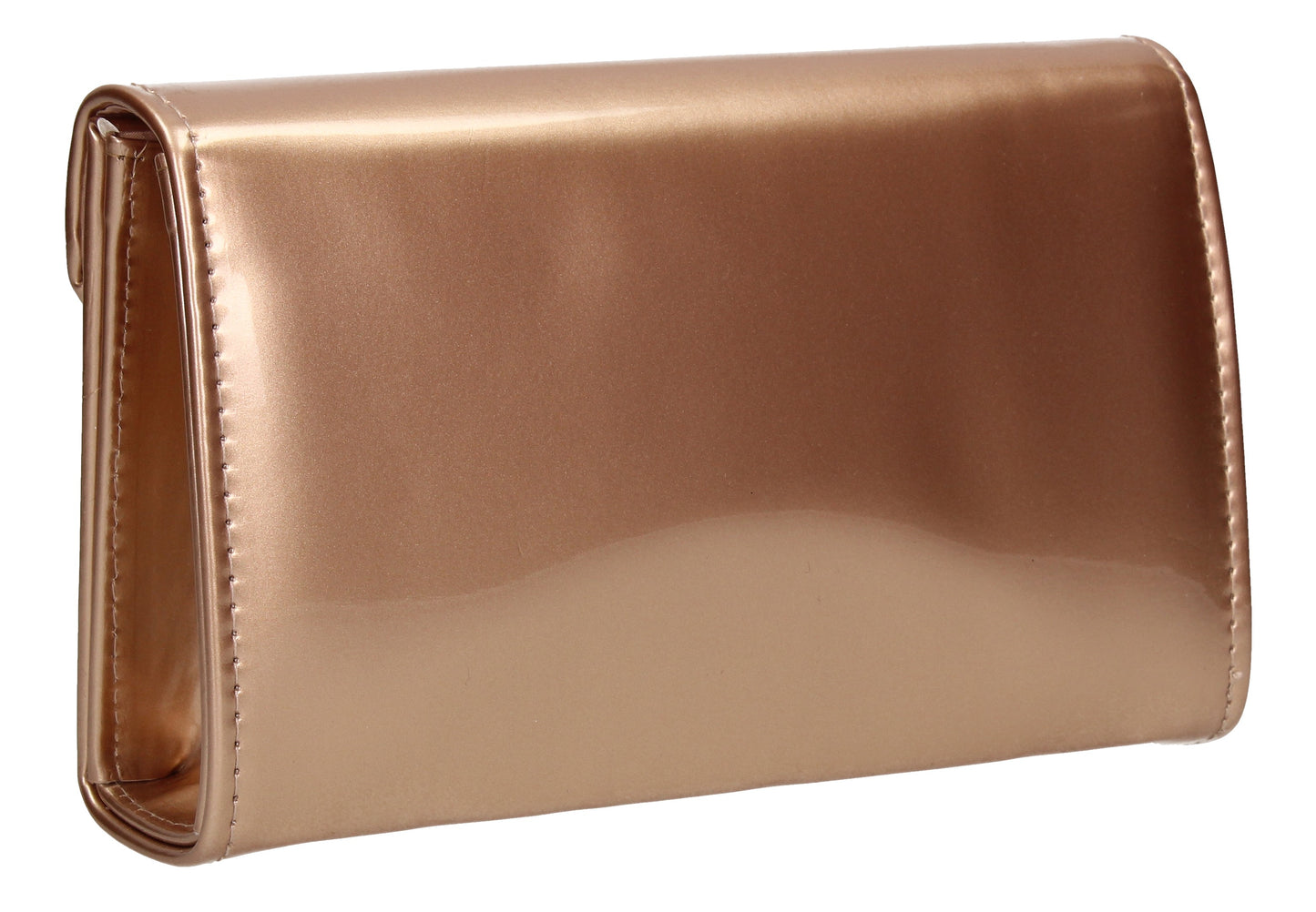 SWANKYSWANS Wendy V Patent Clutch Bag Champagne Cute Cheap Clutch Bag For Weddings School and Work