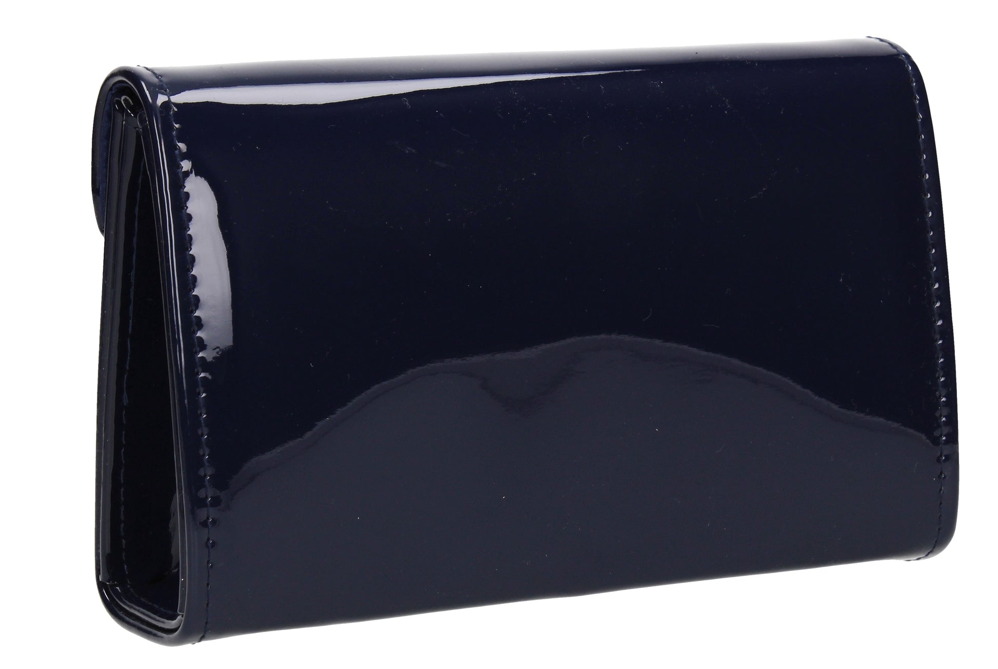 SWANKYSWANS Wendy V Patent Clutch Bag Navy Blue Cute Cheap Clutch Bag For Weddings School and Work