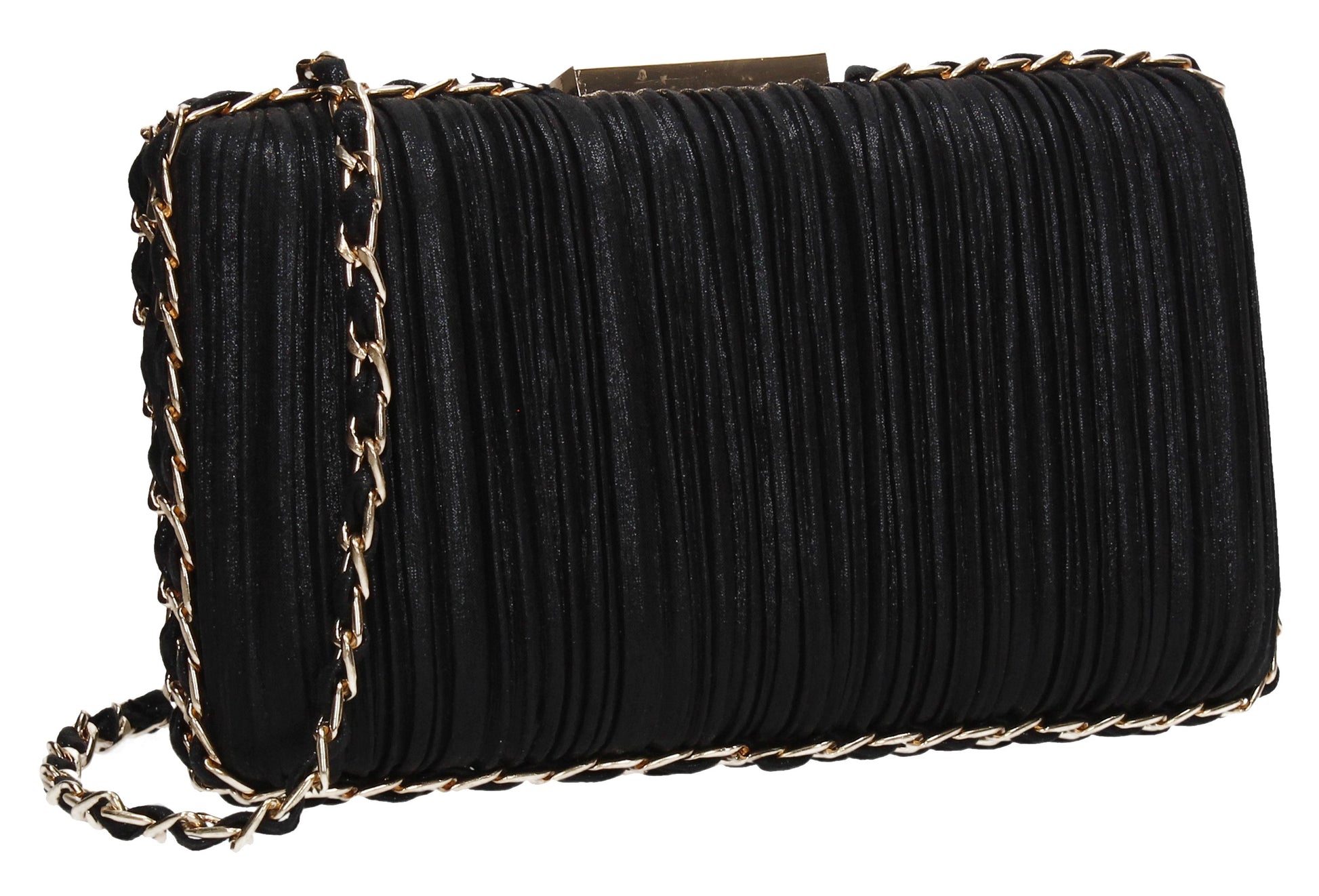 SWANKYSWANS Lacey Chain Clutch Bag Black Cute Cheap Clutch Bag For Weddings School and Work