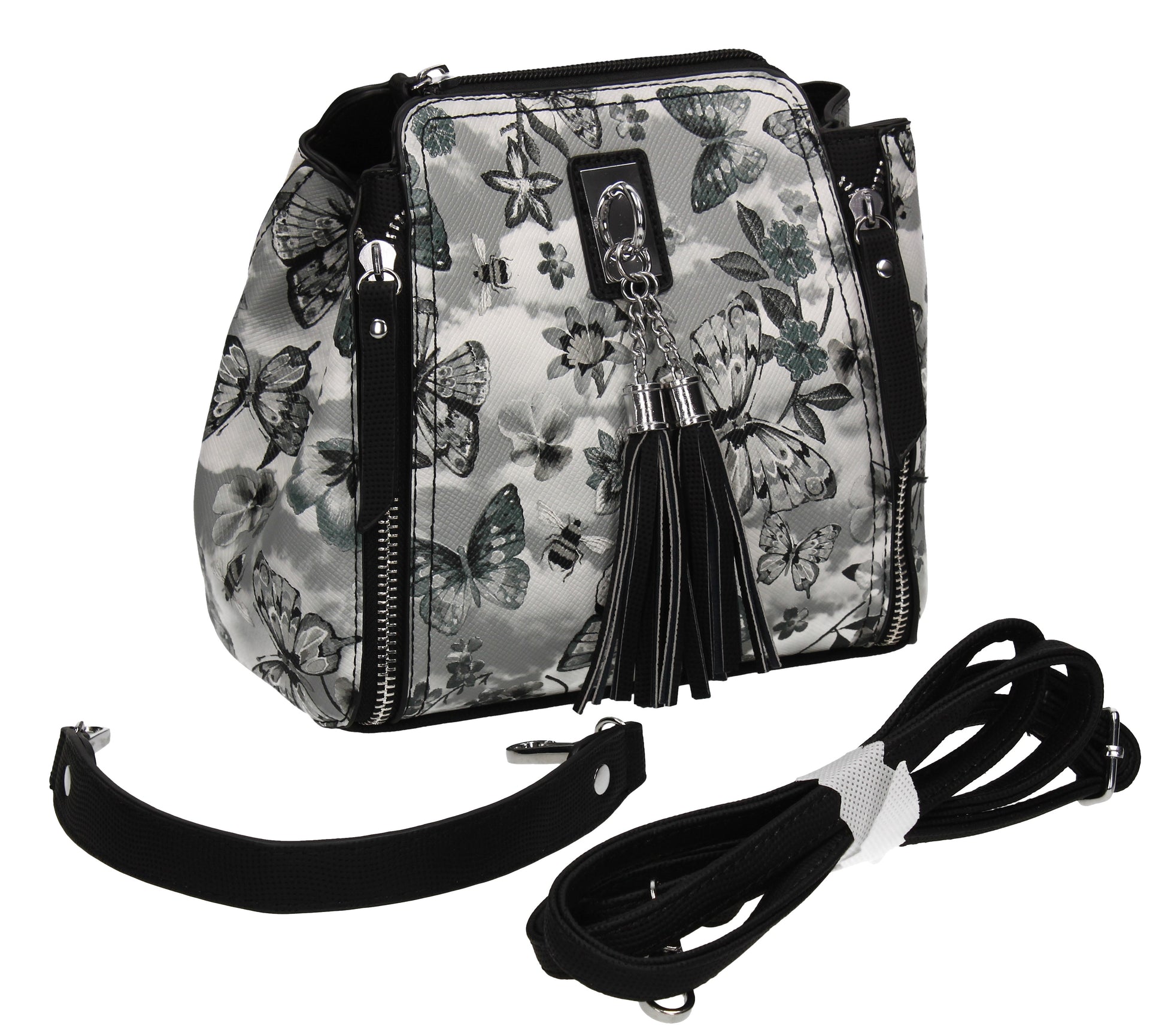 Anita Butterfly Handbag BlackBeautiful Cute Animal Faux Leather Clutch Bag Handles Strap Summer School