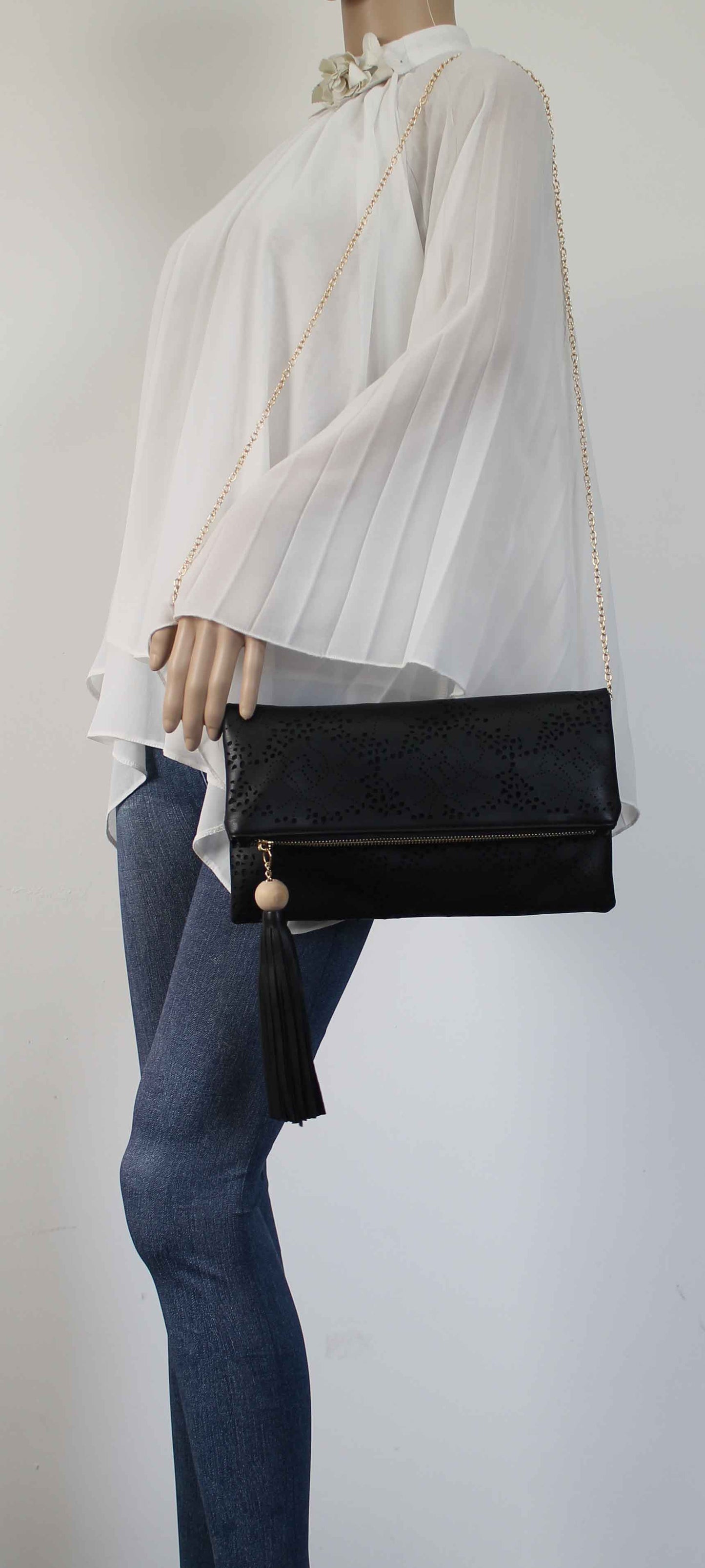 SWANKYSWANS Lena Clutch Bag Black Cute Cheap Clutch Bag For Weddings School and Work