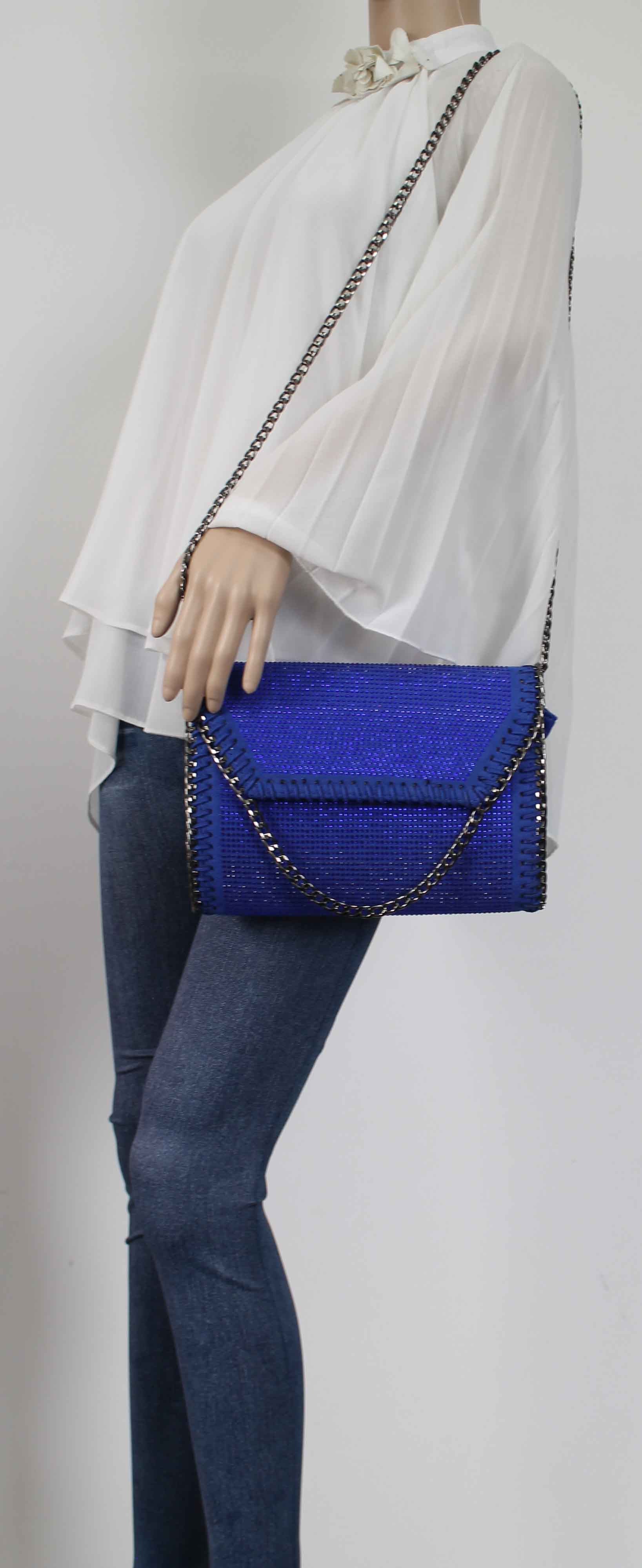 SWANKYSWANS Soi Diamante Clutch Bag Royal Blue Cute Cheap Clutch Bag For Weddings School and Work