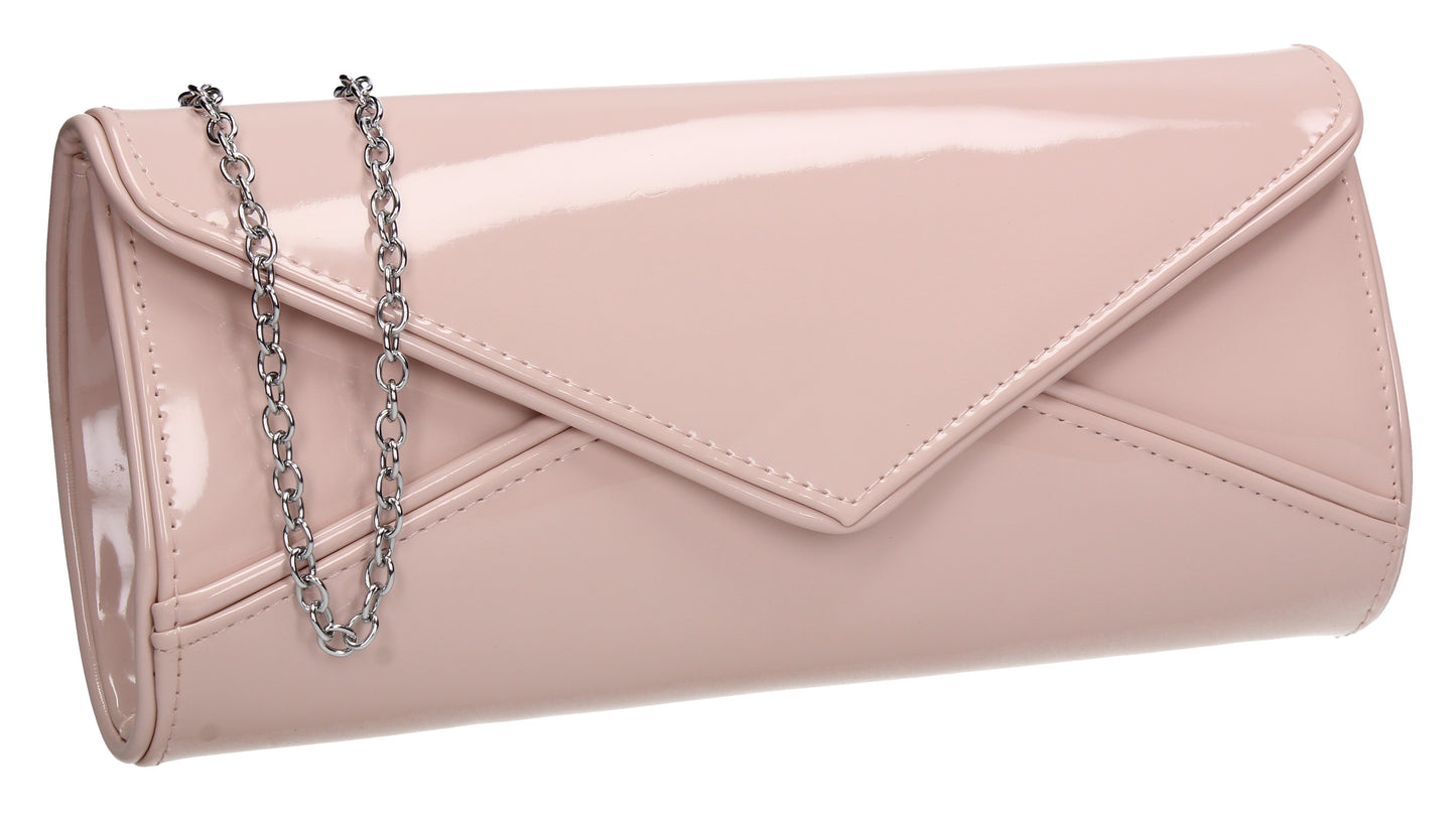 SWANKYSWANS Perry Patent Clutch Bag - Pink Cute Cheap Clutch Bag For Weddings School and Work