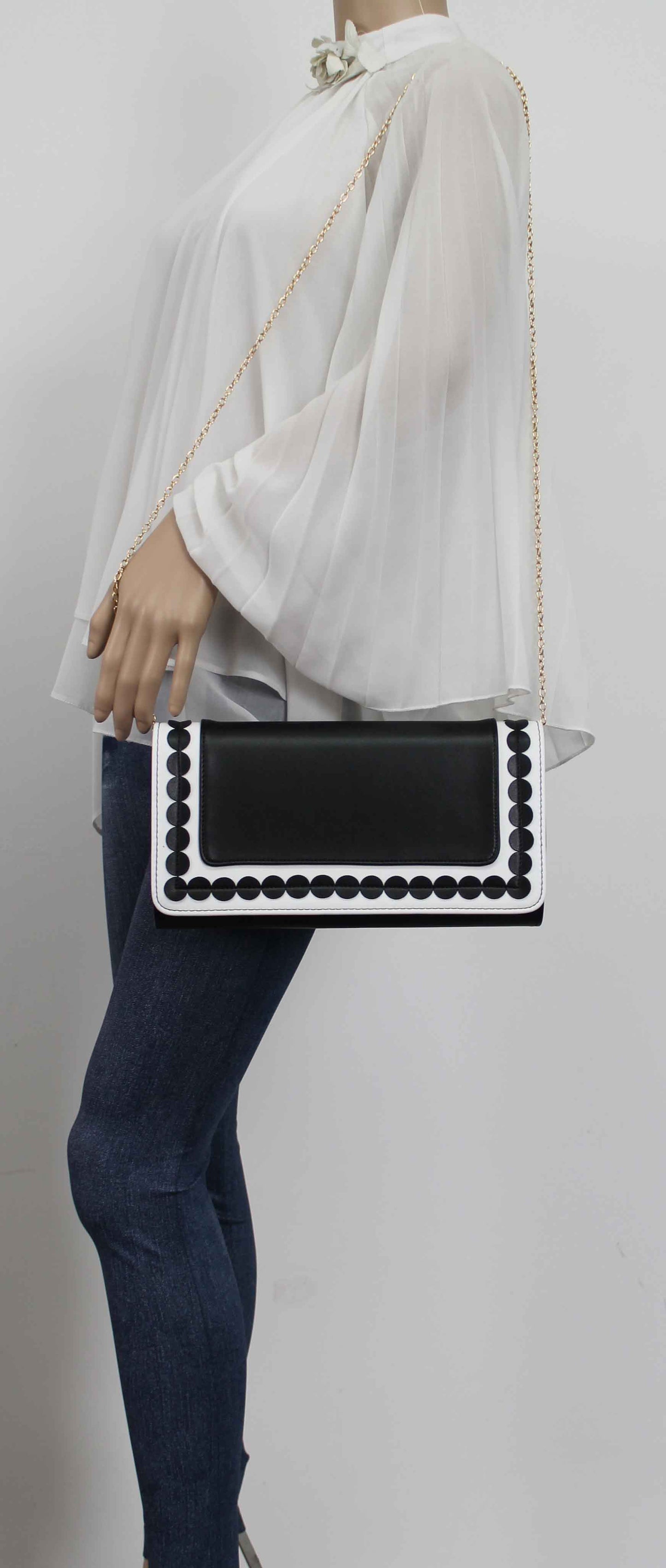 SWANKYSWANS Macy Clutch Bag Black / White Cute Cheap Clutch Bag For Weddings School and Work