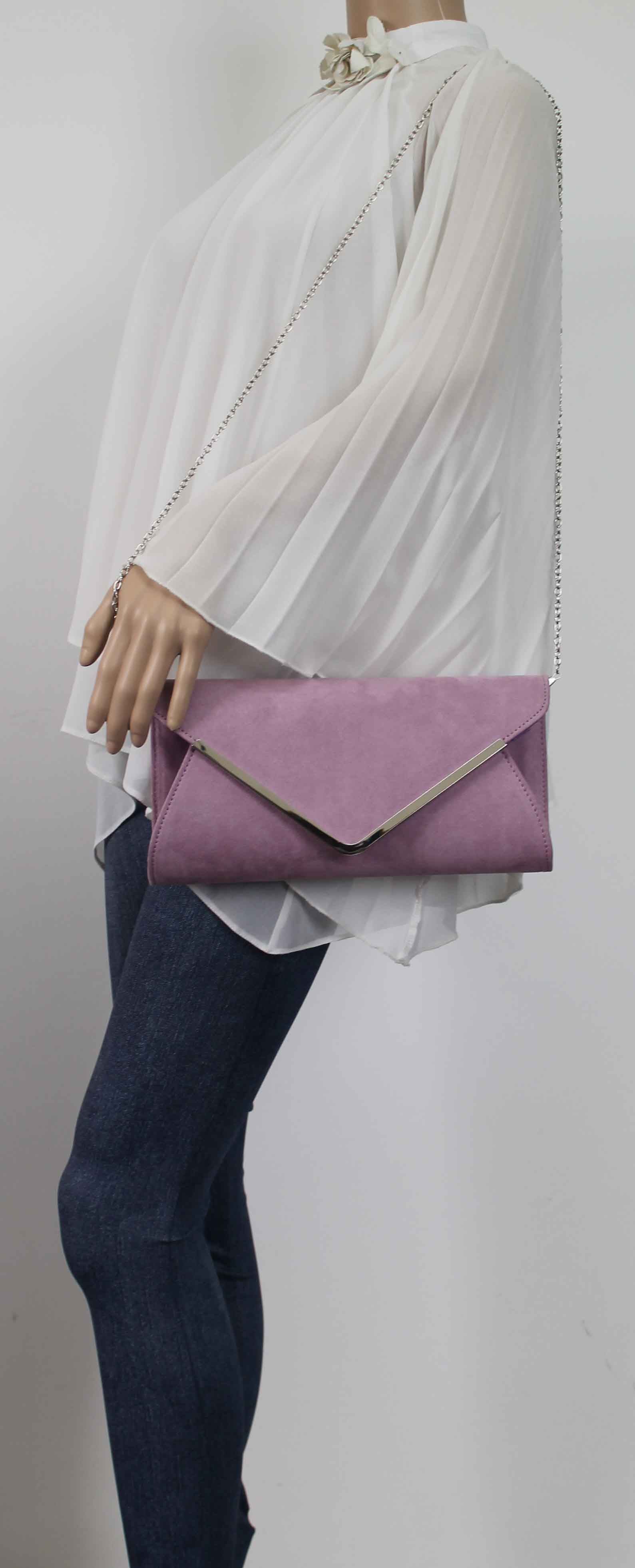 SWANKYSWANS Karlie Suede Clutch Bag Lilac Cute Cheap Clutch Bag For Weddings School and Work