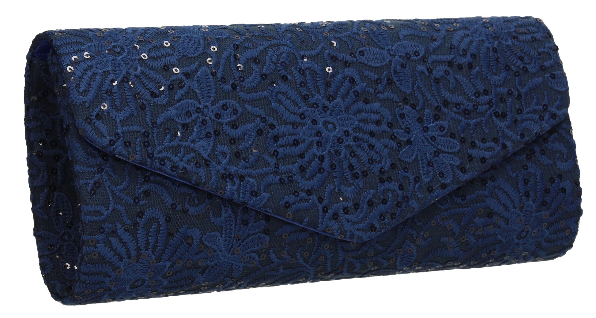 SWANKYSWANS Julia Lace Sequin Clutch Bag Navy Cute Cheap Clutch Bag For Weddings School and Work