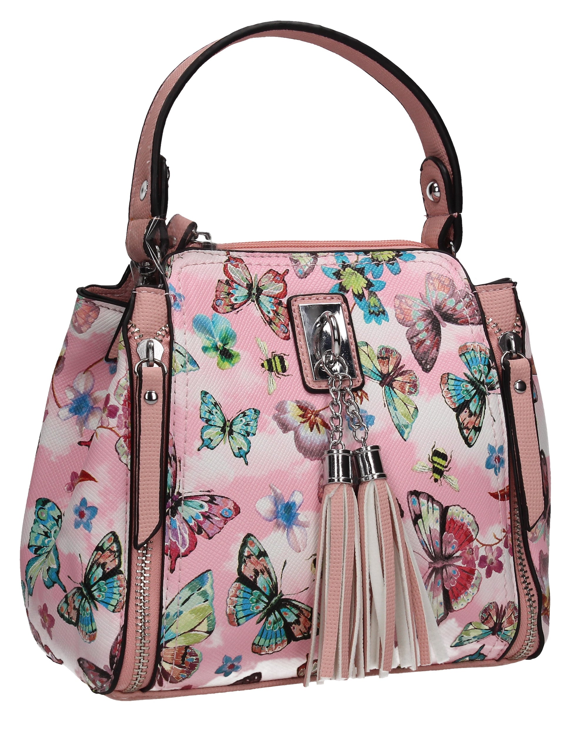 Anita Butterfly Handbag PeachBeautiful Cute Animal Faux Leather Clutch Bag Handles Strap Summer School