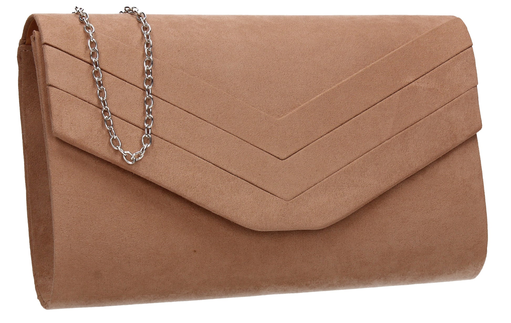 SWANKYSWANS Samantha V Detail Clutch Bag Tan Cute Cheap Clutch Bag For Weddings School and Work