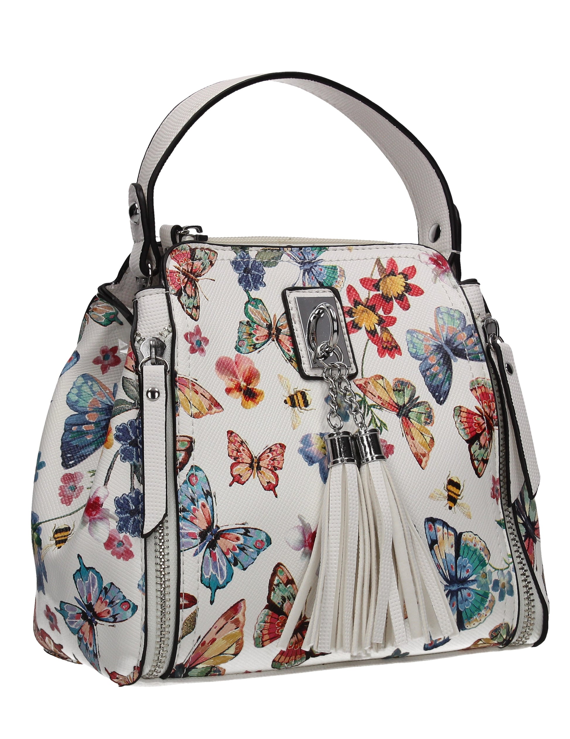 Anita Butterfly Handbag WhiteBeautiful Cute Animal Faux Leather Clutch Bag Handles Strap Summer School