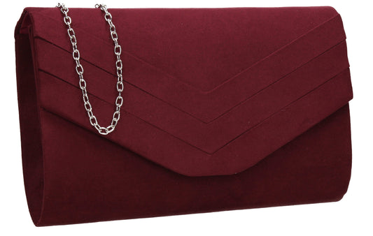 SWANKYSWANS Samantha V Detail Clutch Bag Burgundy Cute Cheap Clutch Bag For Weddings School and Work