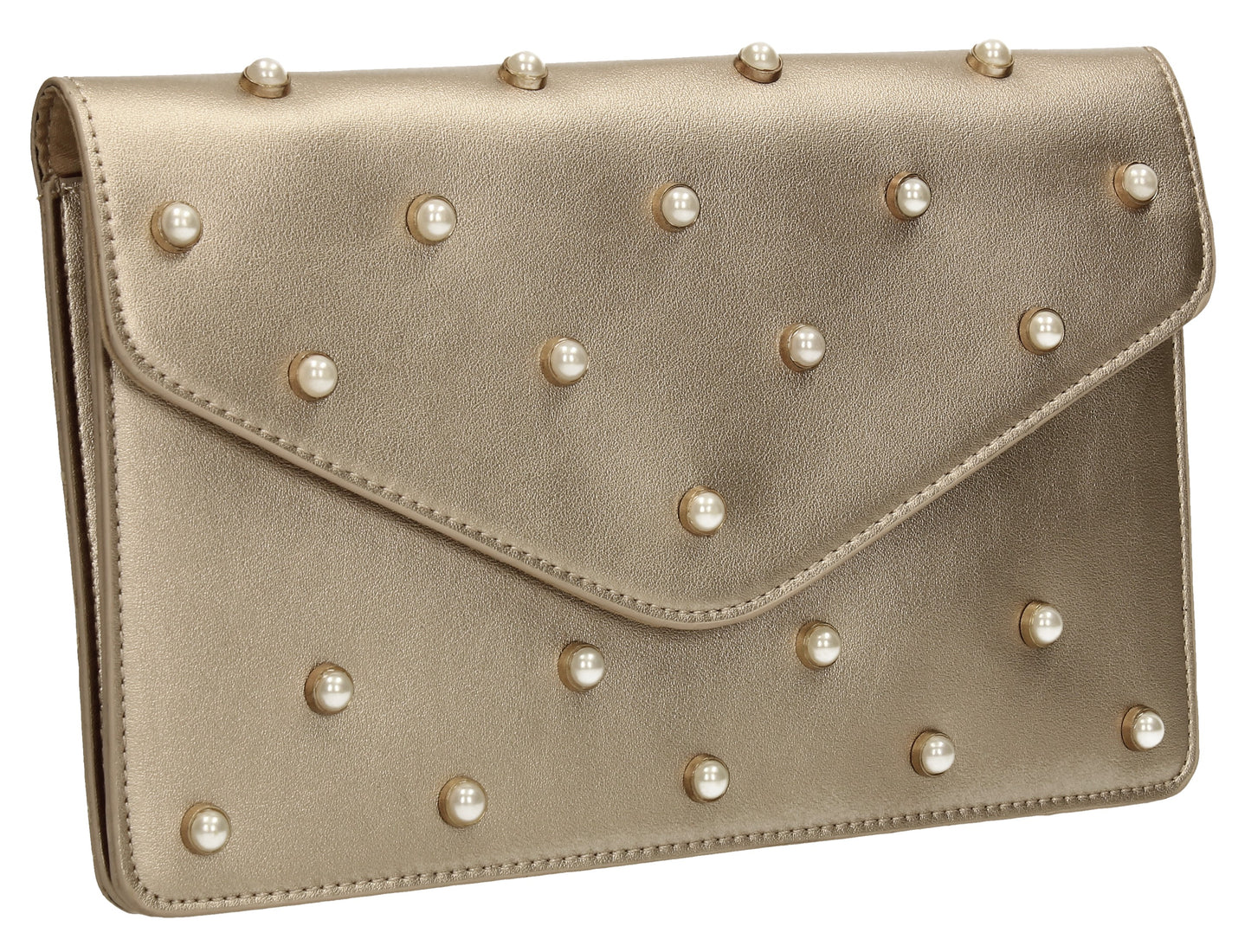 SWANKYSWANS Emily Pearl Clutch Bag Champagne Cute Cheap Clutch Bag For Weddings School and Work