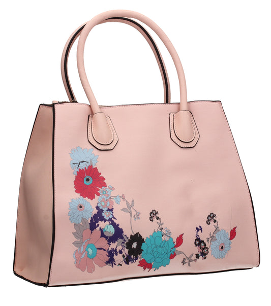 Hanna Floral Handbag Pale PinkBeautiful Cute Animal Faux Leather Clutch Bag Handles Strap Summer School