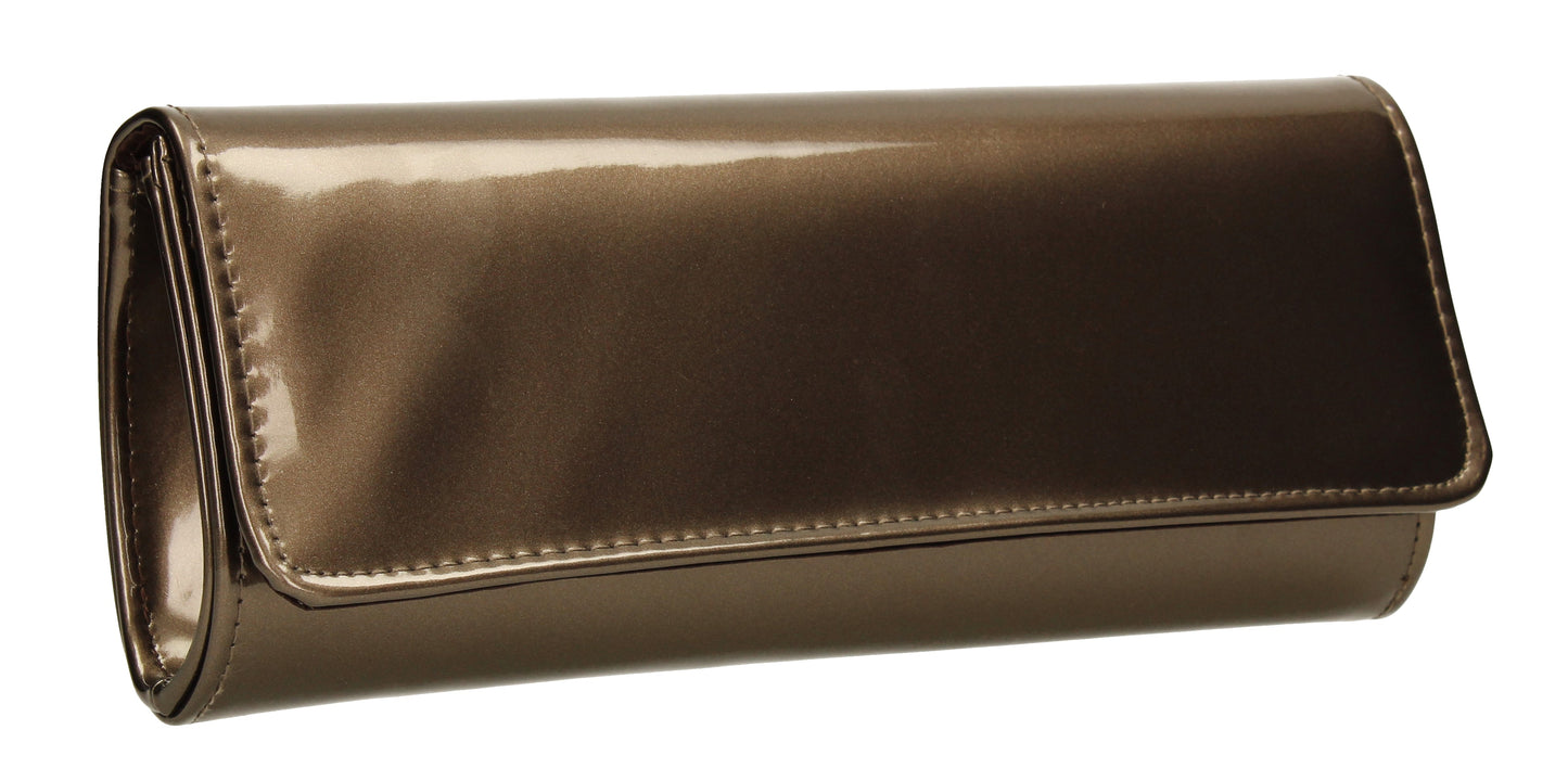SWANKYSWANS Jasmine Patent Clutch Bag Pewter Cute Cheap Clutch Bag For Weddings School and Work