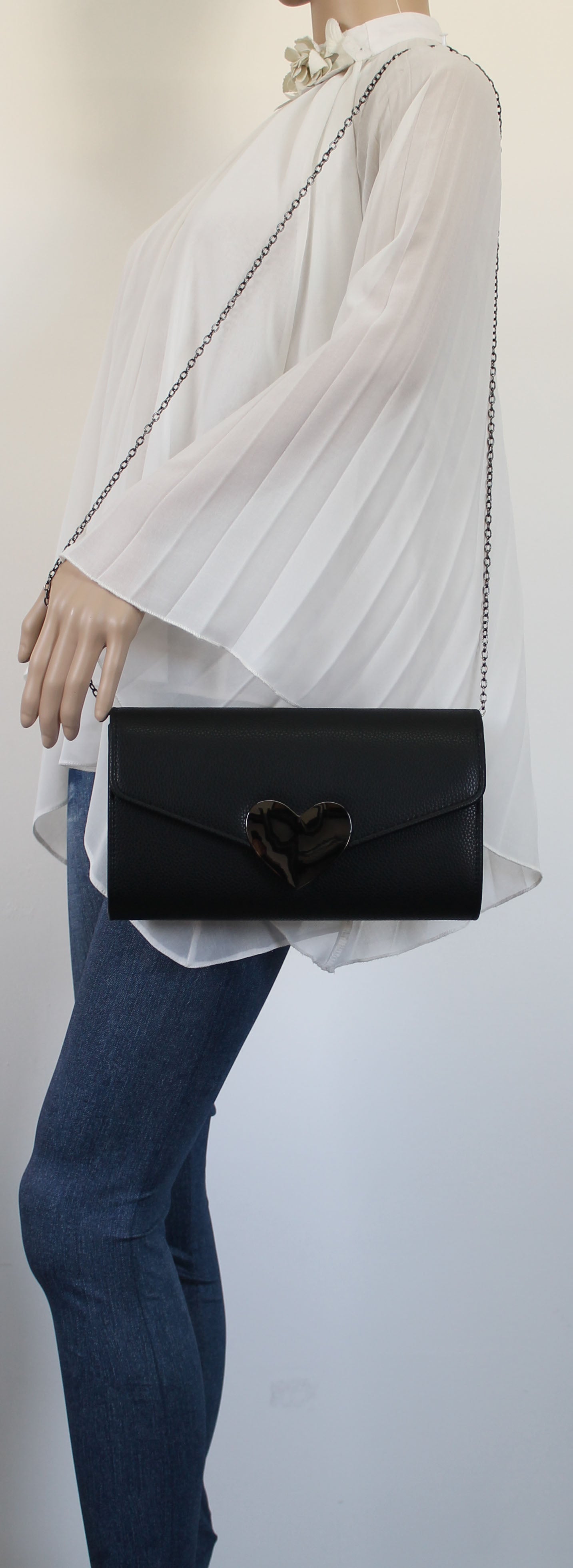 SWANKYSWANS Corrie Heart Clutch Bag Black Cute Cheap Clutch Bag For Weddings School and Work