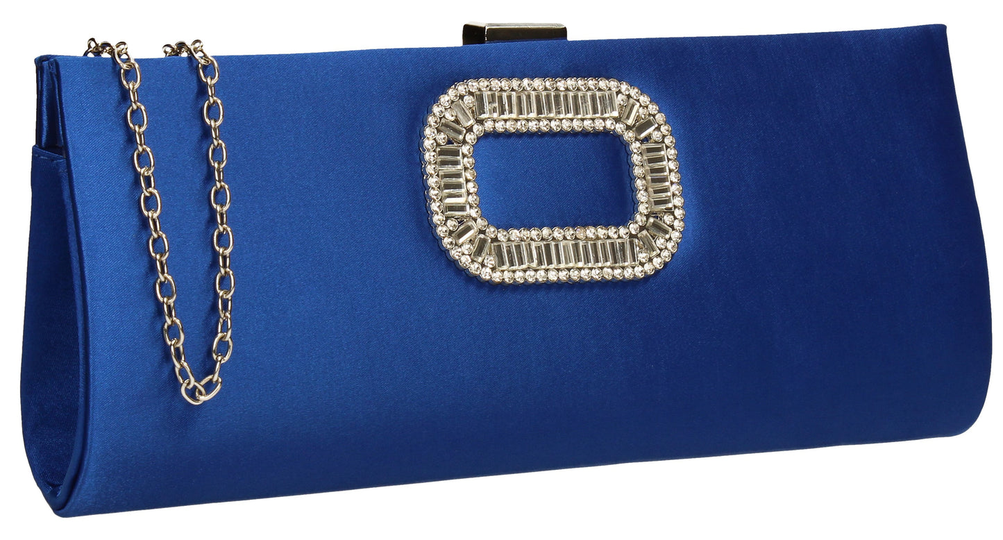 SWANKYSWANS Kerr Satin Clutch Bag Royal Blue Cute Cheap Clutch Bag For Weddings School and Work