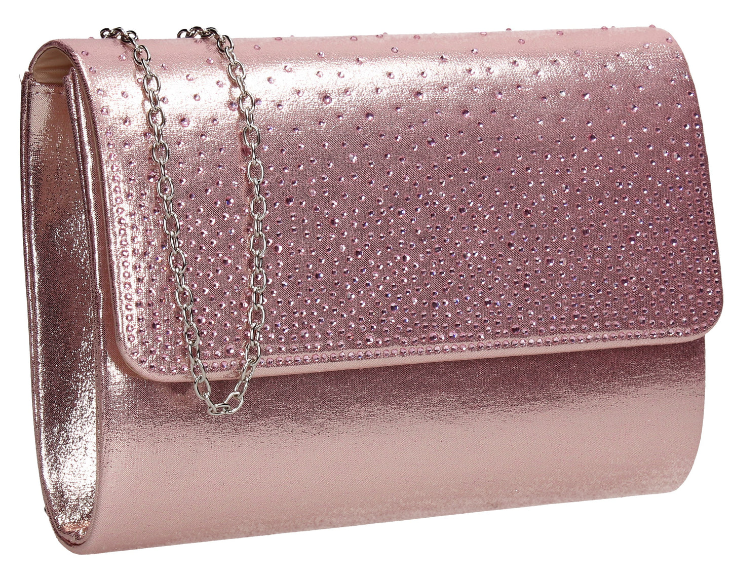 SWANKYSWANS Natalie Diamante Clutch Bag Pink Cute Cheap Clutch Bag For Weddings School and Work