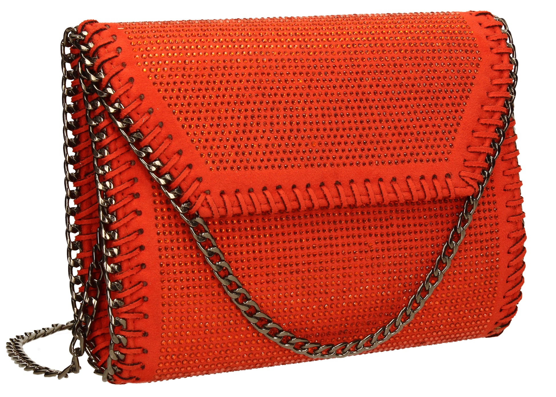 SWANKYSWANS Soi Diamante Clutch Bag Scarlet Cute Cheap Clutch Bag For Weddings School and Work