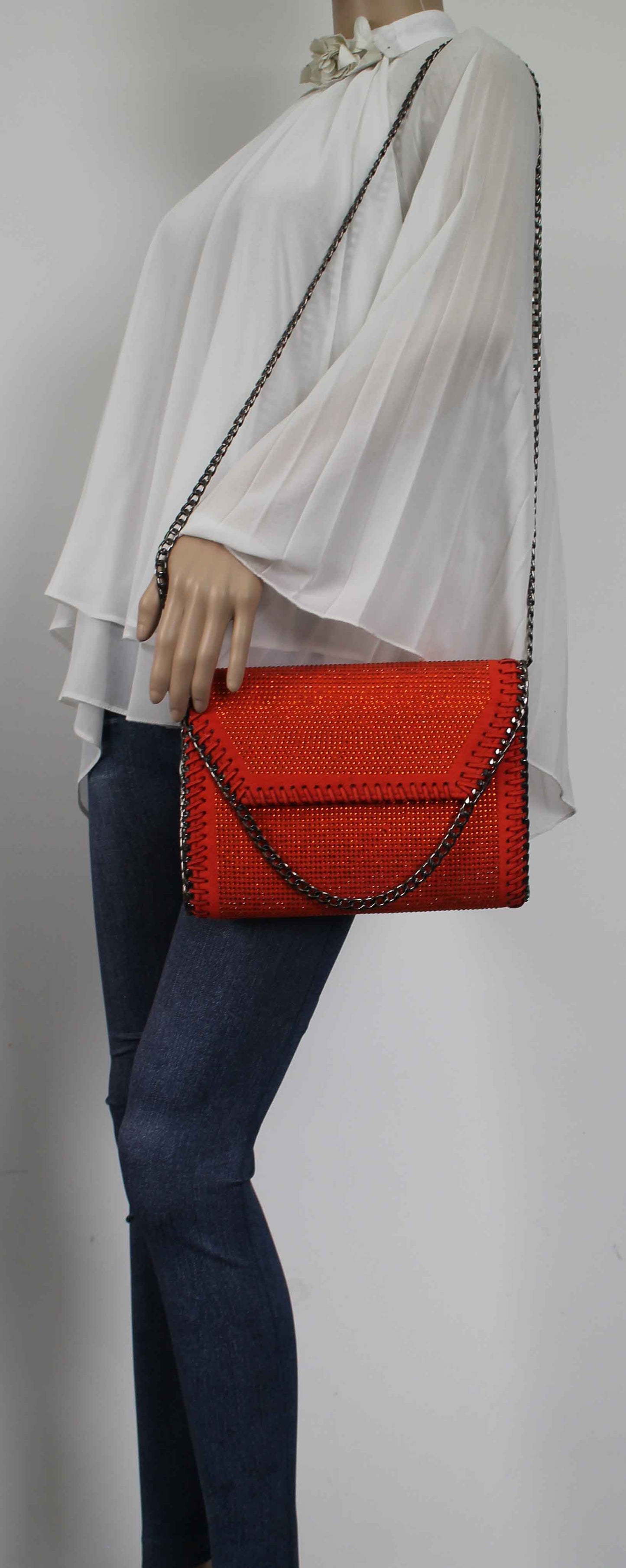 SWANKYSWANS Soi Diamante Clutch Bag Scarlet Cute Cheap Clutch Bag For Weddings School and Work
