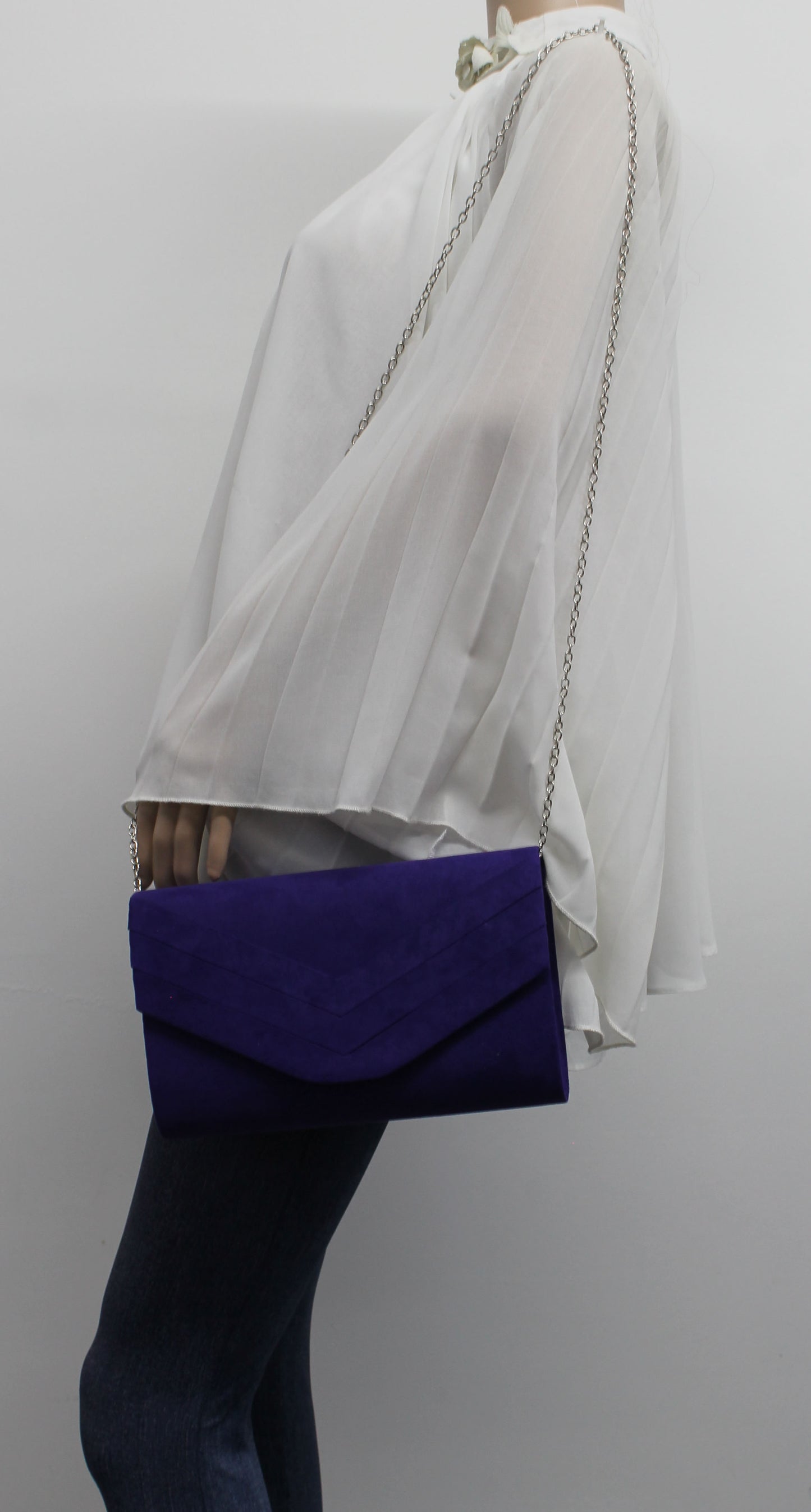 SWANKYSWANS Samantha V Detail Clutch Bag Indigo Cute Cheap Clutch Bag For Weddings School and Work