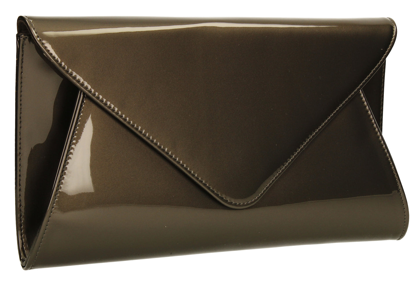 SWANKYSWANS Juliet Patent Envelope Clutch Bag Pewter Cute Cheap Clutch Bag For Weddings School and Work