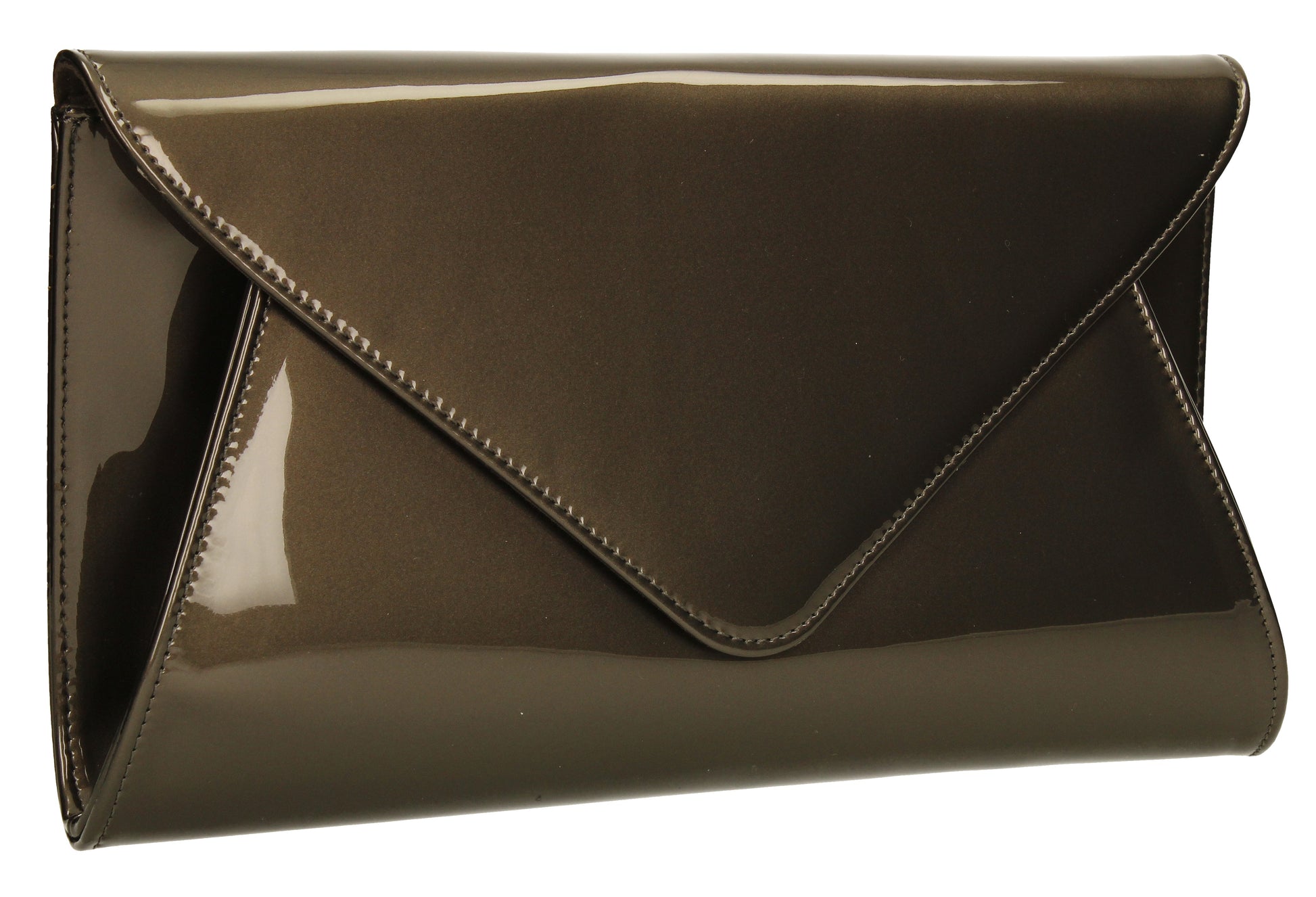 SWANKYSWANS Juliet Patent Envelope Clutch Bag Pewter Cute Cheap Clutch Bag For Weddings School and Work