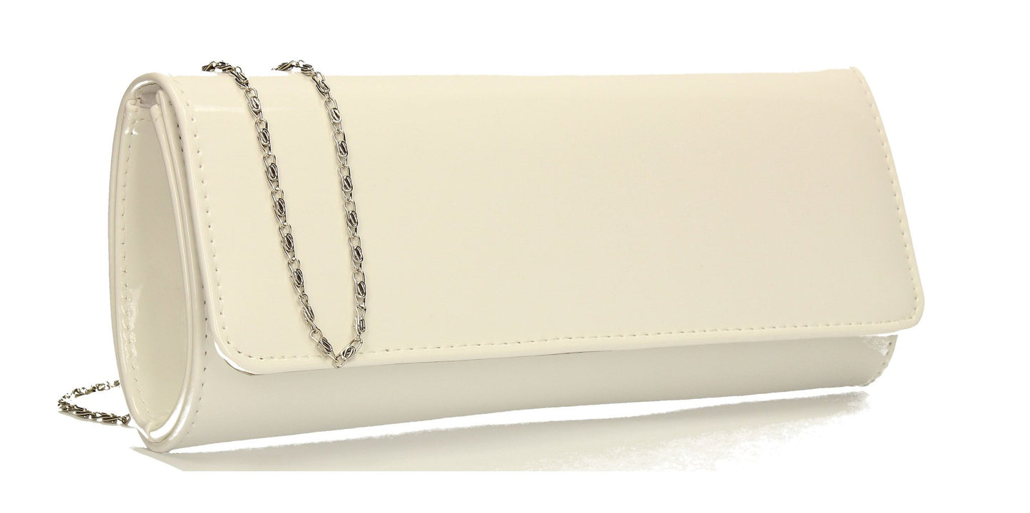 SWANKYSWANS Jasmine Patent Clutch Bag White Cute Cheap Clutch Bag For Weddings School and Work