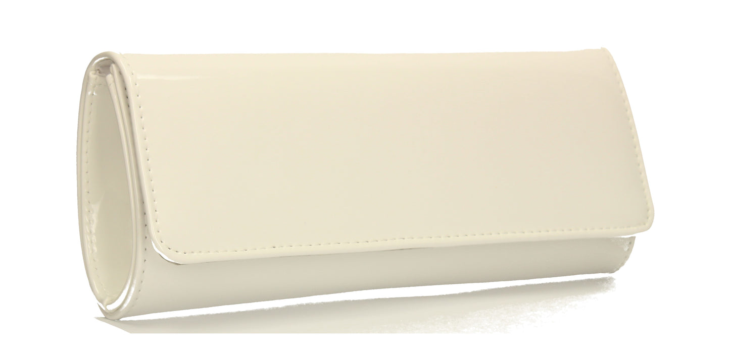 SWANKYSWANS Jasmine Patent Clutch Bag White Cute Cheap Clutch Bag For Weddings School and Work