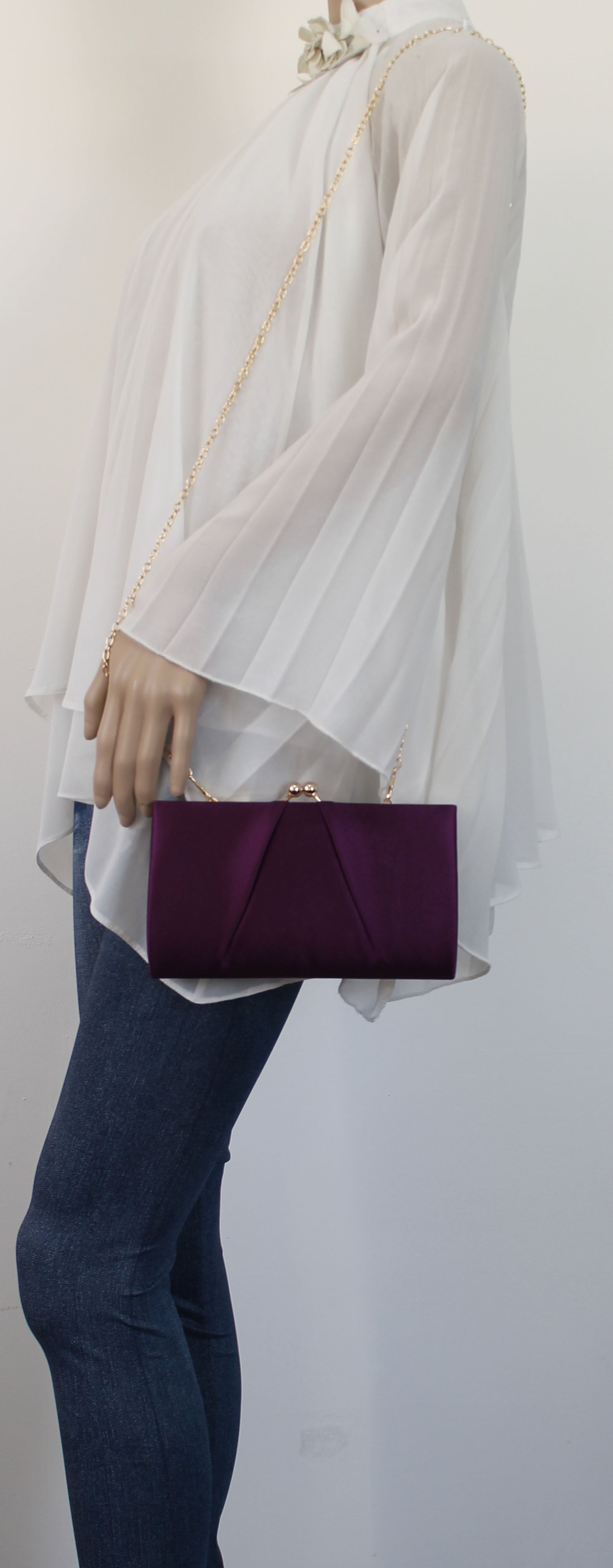 SWANKYSWANS Katy Satin Clutch Bag Purple Cute Cheap Clutch Bag For Weddings School and Work