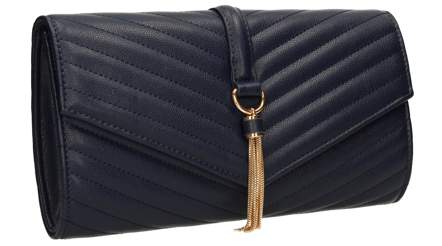 SWANKYSWANS Temperley Clutch Bag Navy Blue Cute Cheap Clutch Bag For Weddings School and Work