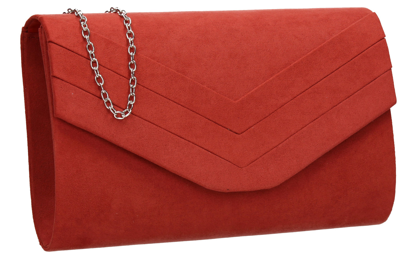 SWANKYSWANS Samantha V Detail Clutch Bag Rust Red Cute Cheap Clutch Bag For Weddings School and Work