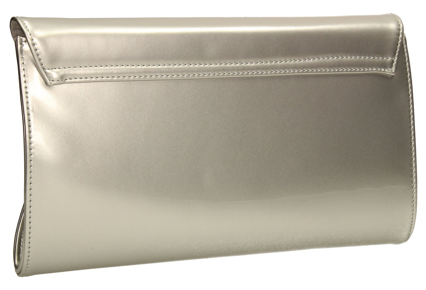 SWANKYSWANS Juliet Patent Envelope Clutch Bag Silver Cute Cheap Clutch Bag For Weddings School and Work
