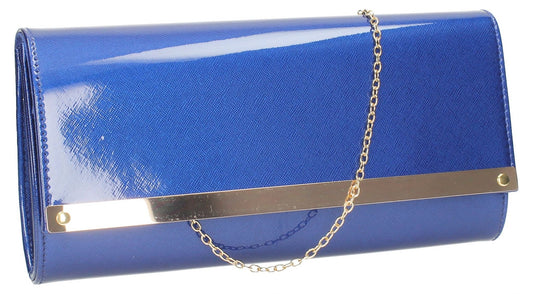 SWANKYSWANS Irene Patent Clutch Bag Royal Blue Cute Cheap Clutch Bag For Weddings School and Work
