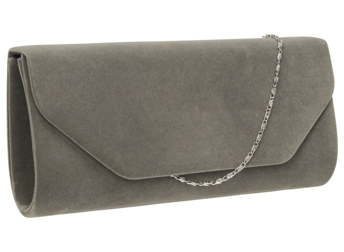 SWANKYSWANS Isabella Velvet Clutch Bag Grey Cute Cheap Clutch Bag For Weddings School and Work
