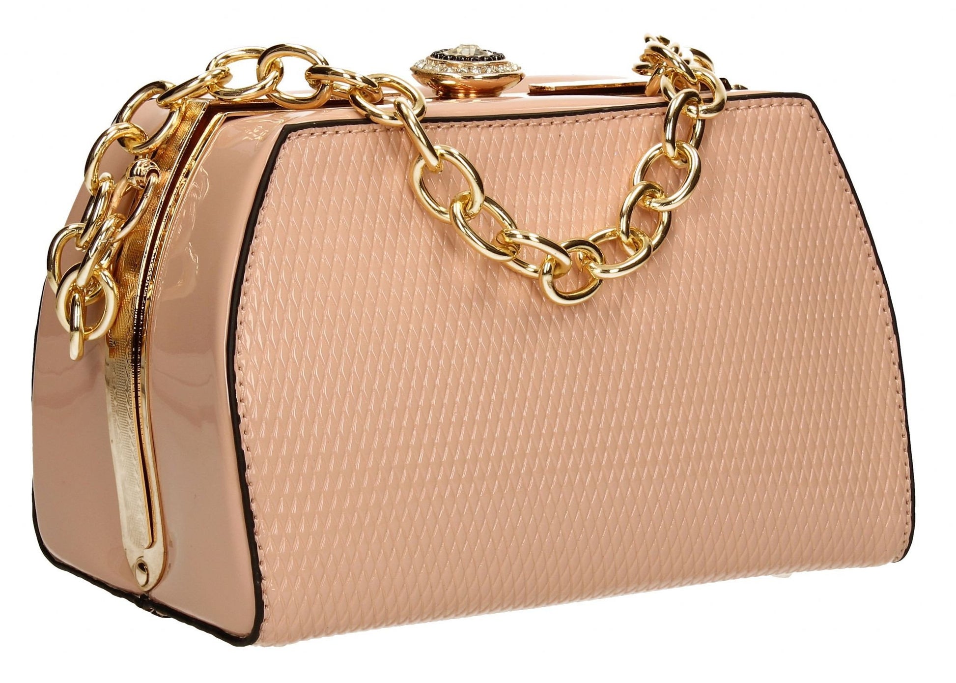 SWANKYSWANS Jayne Patent Frame Clutch Bag Pink Cute Cheap Clutch Bag For Weddings School and Work