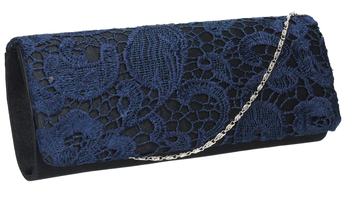 SWANKYSWANS Kelly Lace Clutch Bag Navy Cute Cheap Clutch Bag For Weddings School and Work