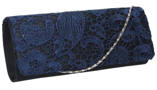 SWANKYSWANS Kelly Lace Clutch Bag Navy Cute Cheap Clutch Bag For Weddings School and Work