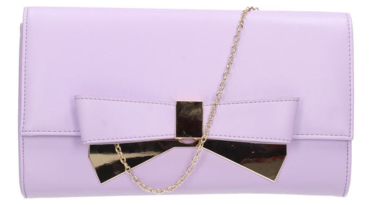 SWANKYSWANS Laura Bow Clutch Bag Lilac Cute Cheap Clutch Bag For Weddings School and Work