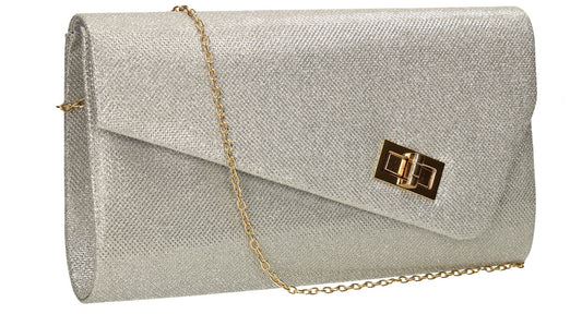 SWANKYSWANS Lima Clutch Bag Silver Cute Cheap Clutch Bag For Weddings School and Work