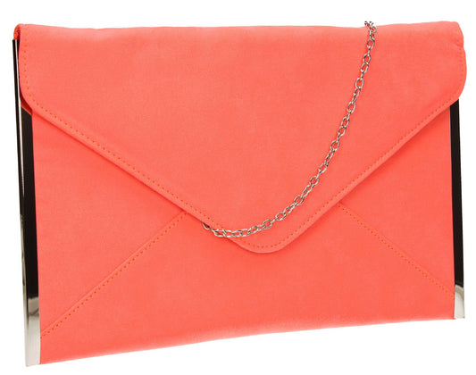 SWANKYSWANS Louis Clutch Bag Neon Coral Cute Cheap Clutch Bag For Weddings School and Work