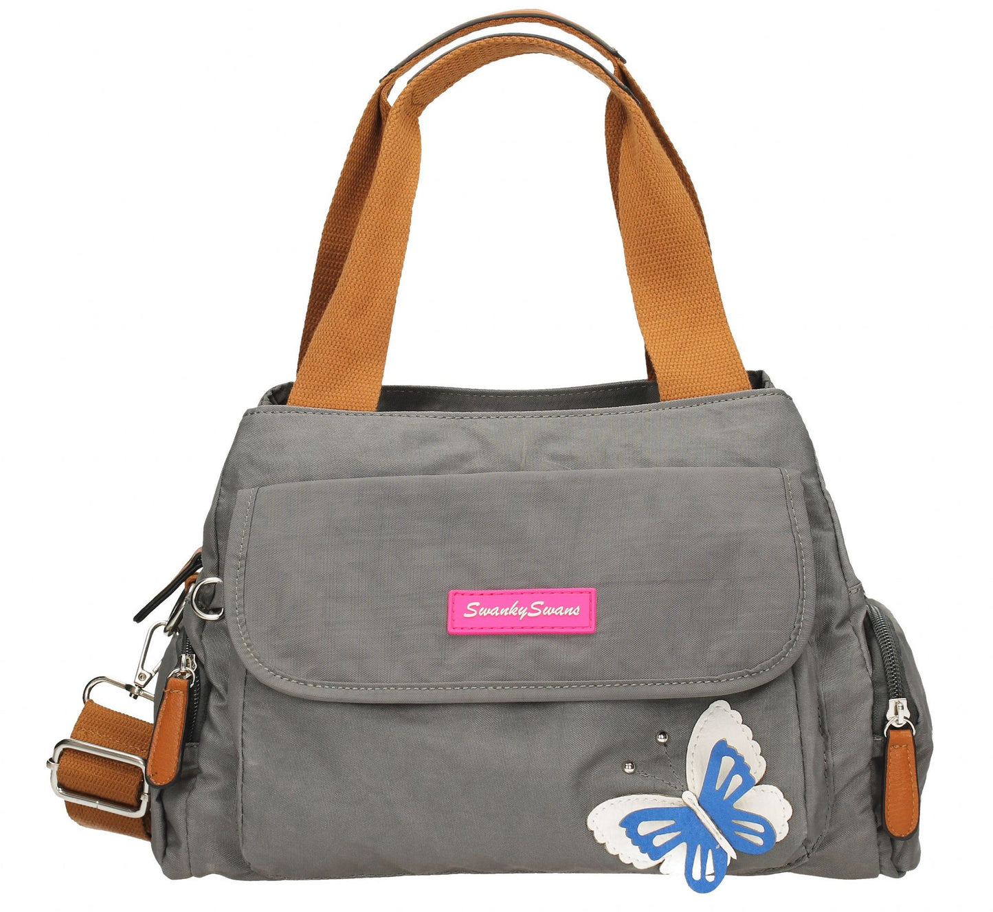 Swanky Swans Madison Handbag with 3d Butterfly Motif Dark GreyCheap Fashion Wedding Work School