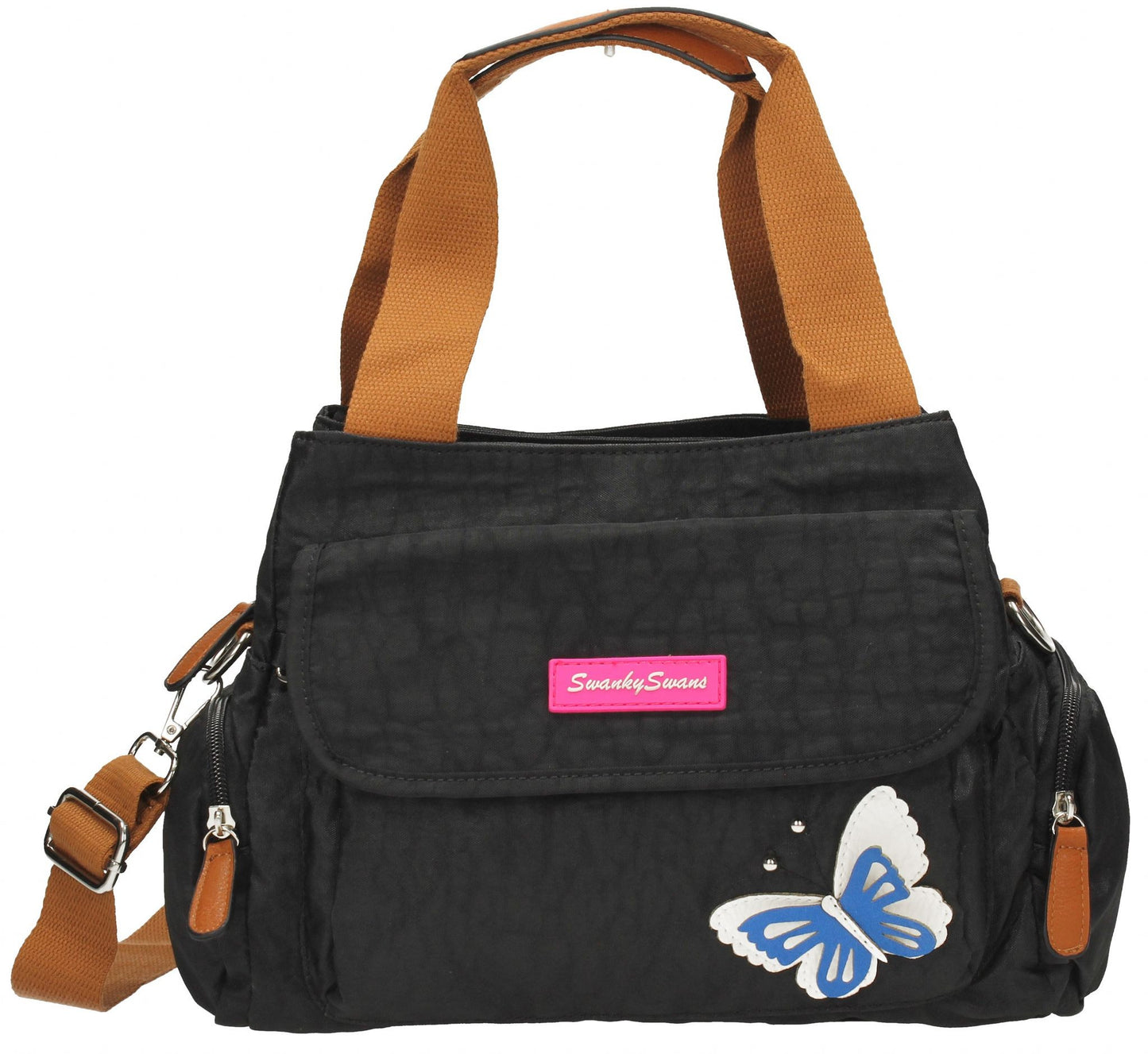 Swanky Swans Madison Handbag with 3d Butterfly Motif BlackCheap Fashion Wedding Work School